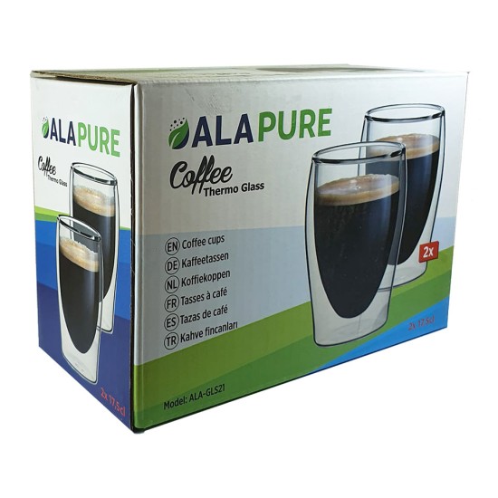 Szklanki termiczne Alapure Coffee z podwójnymi ściankami ALA-GLS21 Szklanki termiczne Alapure Coffee z podwójnymi ściankami ALA-GLS21